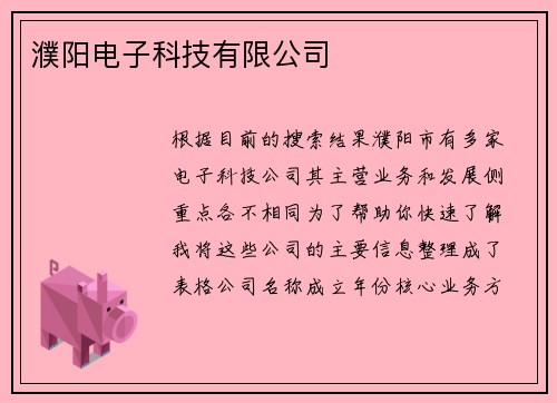濮阳电子科技有限公司